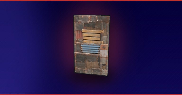 Rust sheet metal door on a dark background