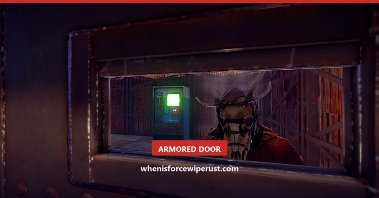 Looking through the hatch of a Rust armored door