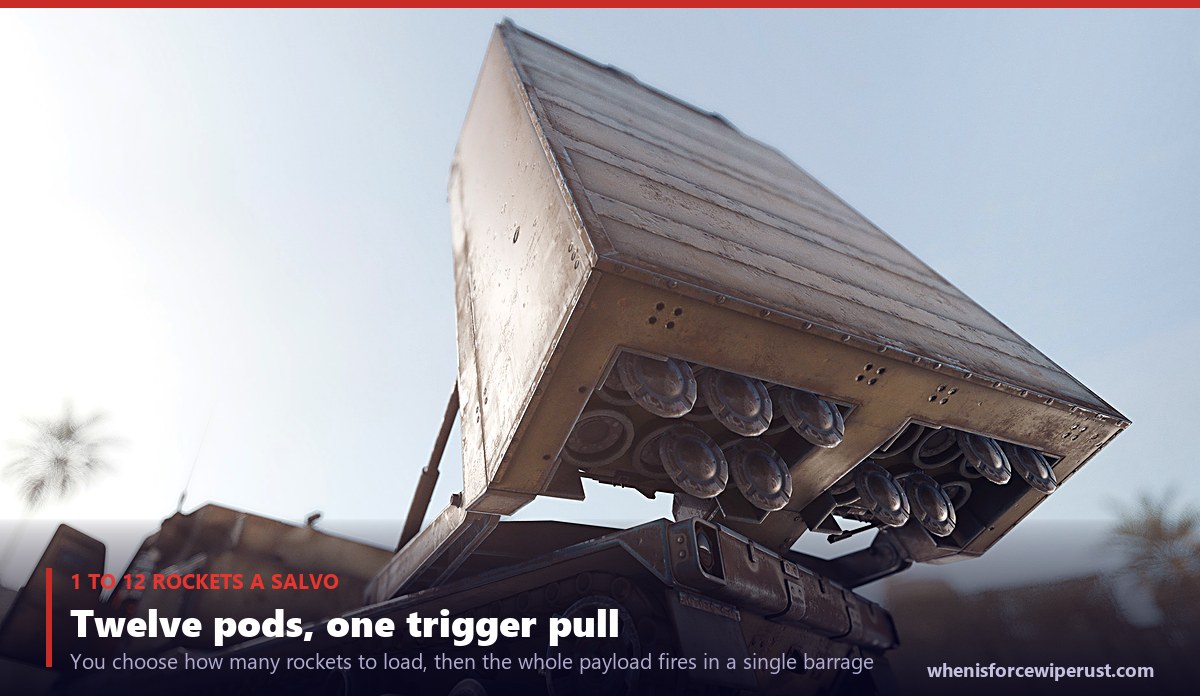 How many MLRS rockets can you fire at once in Rust: the launcher holds one to twelve rockets per salvo
