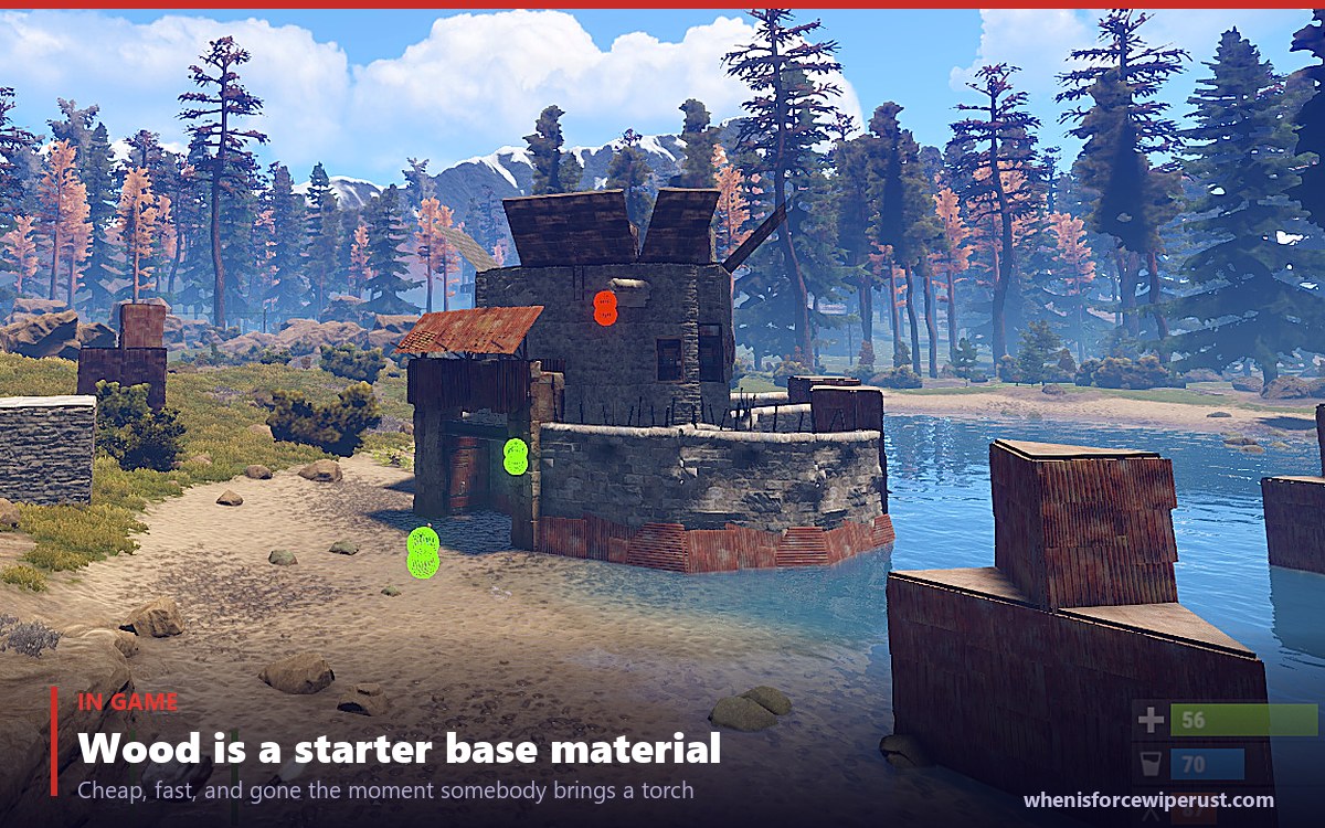 A wood and stone starter base in Rust of the kind a wooden door is used on