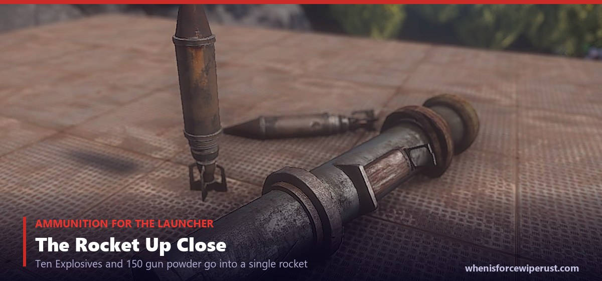 In-game Rust screenshot of a rocket and rocket launcher, an explosive crafted from the Explosives item