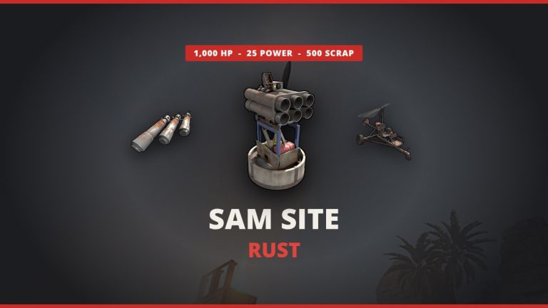 Rust SAM site featured image: the SAM site with SAM ammo and a minicopter