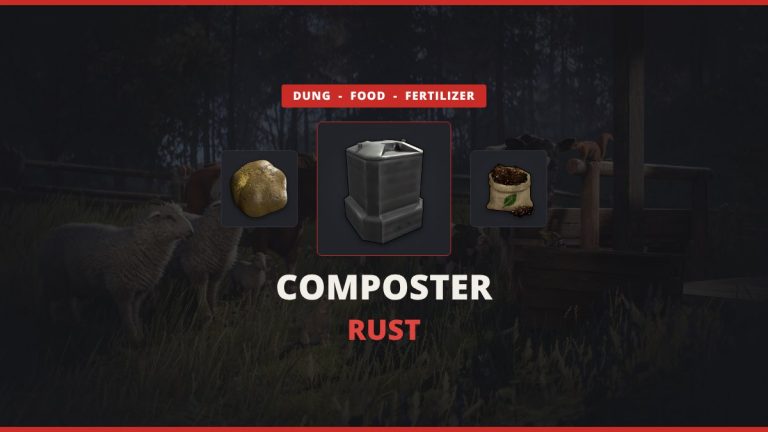 Composter Rust featured image: the Composter between horse dung and fertilizer over official Rust farm art