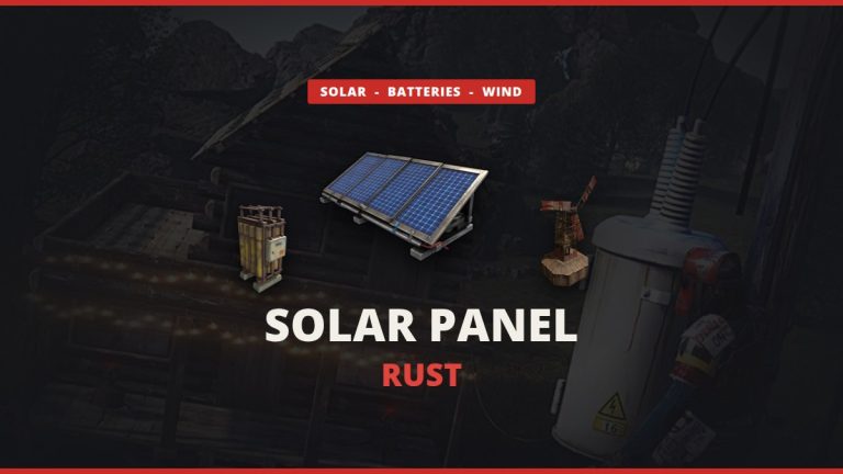 Rust solar panel guide featured image: Large Solar Panel between a large battery and a wind turbine