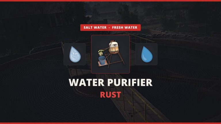 Water Purifier Rust featured image: the Water Purifier between salt water and fresh water icons over a Rust Water Treatment Plant screenshot